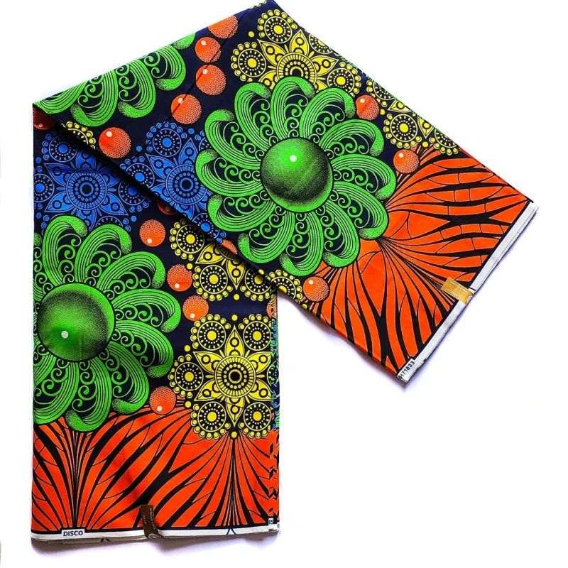 Green flower African Print Fabric