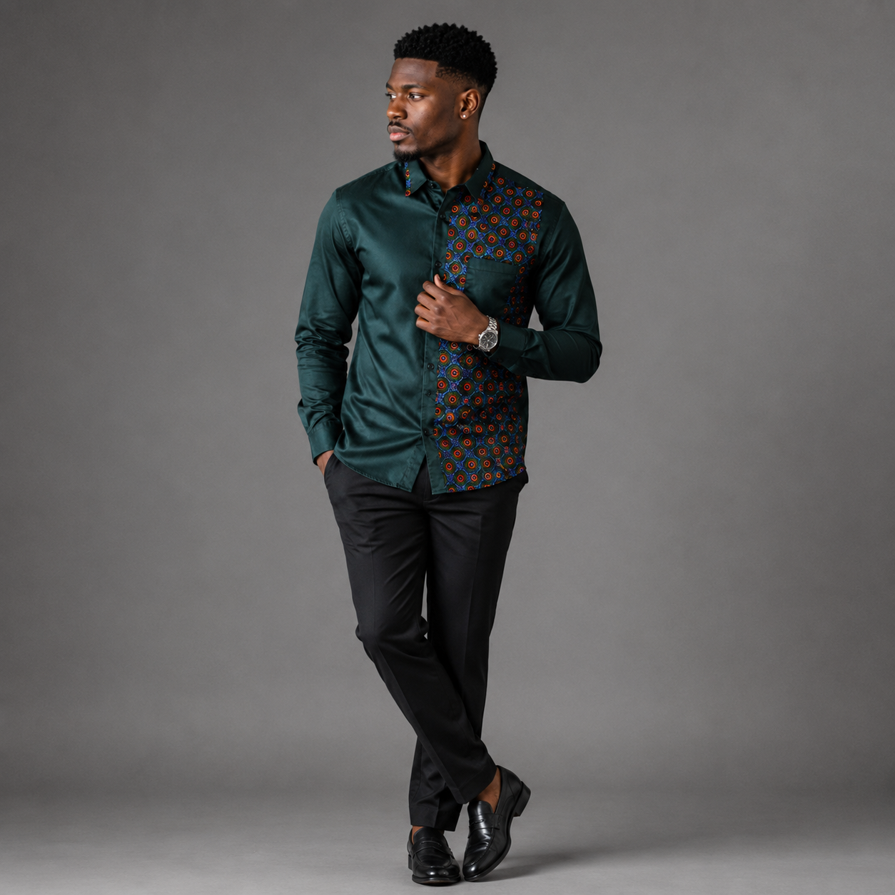 Lux Shweshwe Trim Mens Shirt