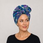 Indigo Ripple African Print Headwrap – headwrap styling view 1