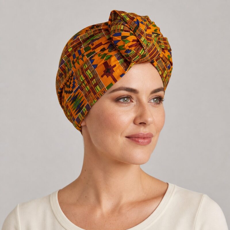 Kente Futoro African Print Headwrap – headwrap styling view 1