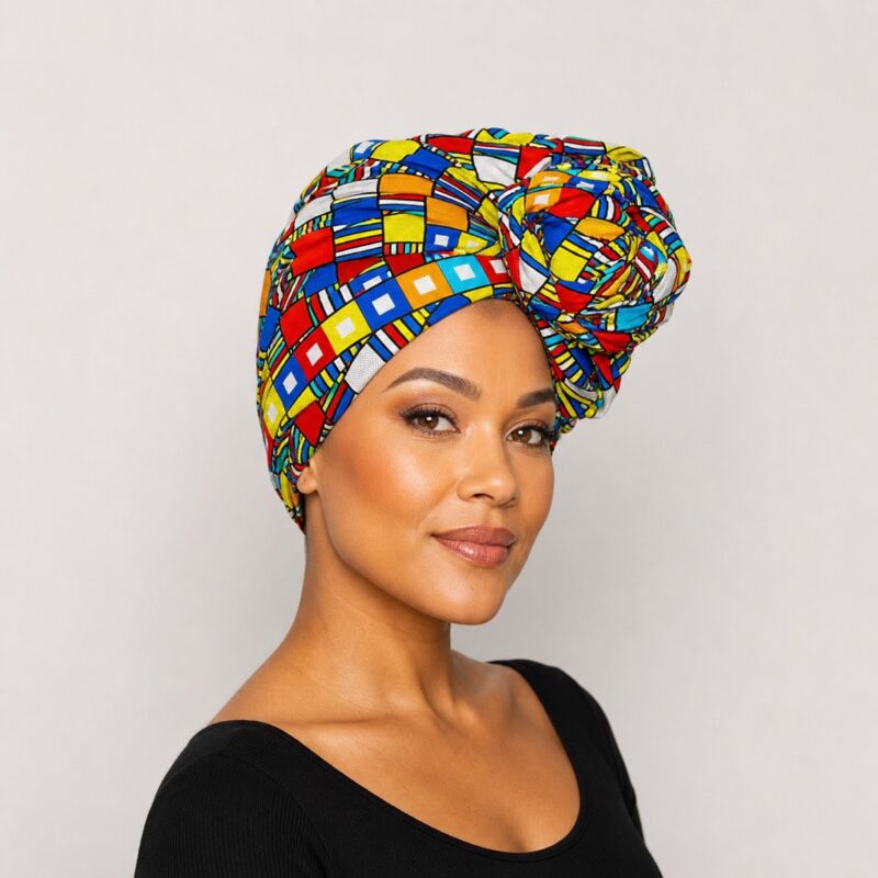 Mbala African Print Headwrap – headwrap styling view 1