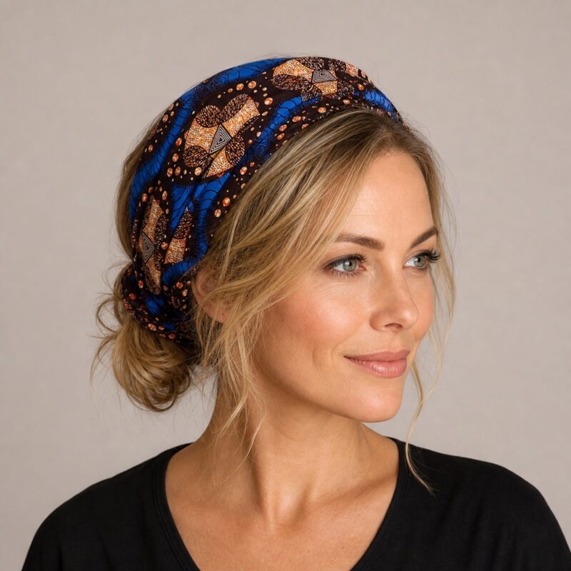 Pyramid Star African Print Headwrap – headwrap styling view 1