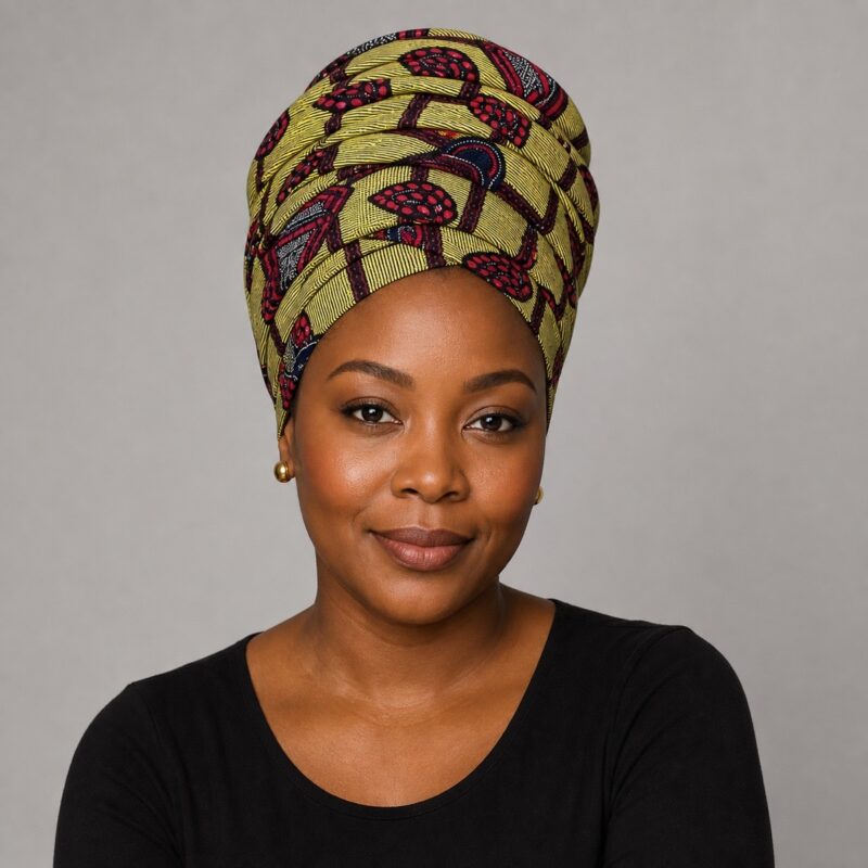 Ruby African Print Headwrap – headwrap styling view 1