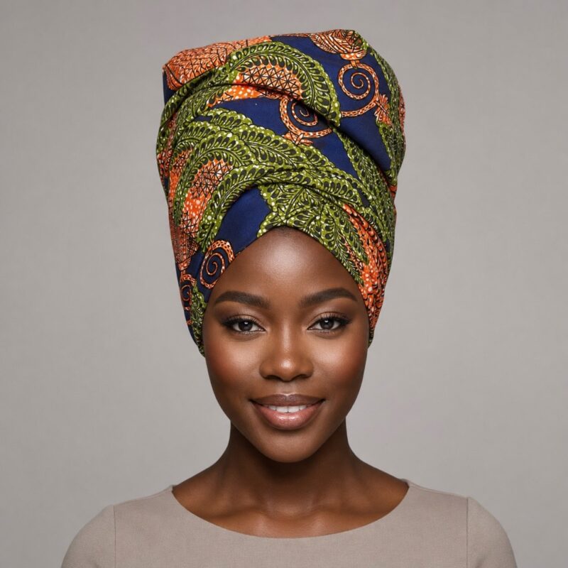 Tshani African Print Headwrap – headwrap styling view 1