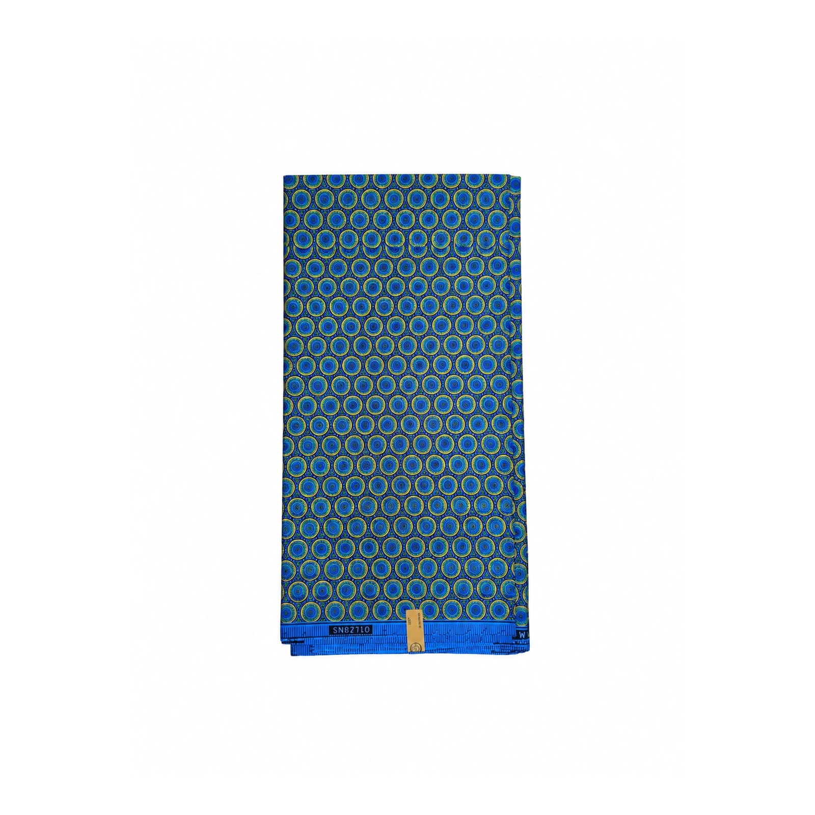 Azure Lime Halo Shweshwe Poly African Print Fabric - flat fabric view