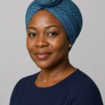 Azure Lime Halo African Print Headwrap – headwrap styling view 1
