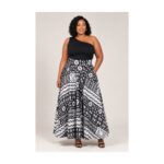 Bogolan black and white African print flare skirt – front view