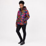 Bokaap Kente African Print Unisex Winter Parka Jacket - three-quarter view