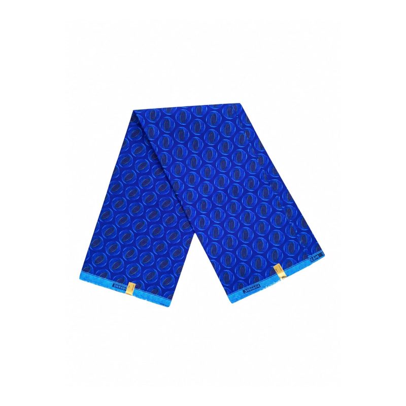 Cobalt Eclipse Shweshwe Poly African Print Fabric - folded fabric view