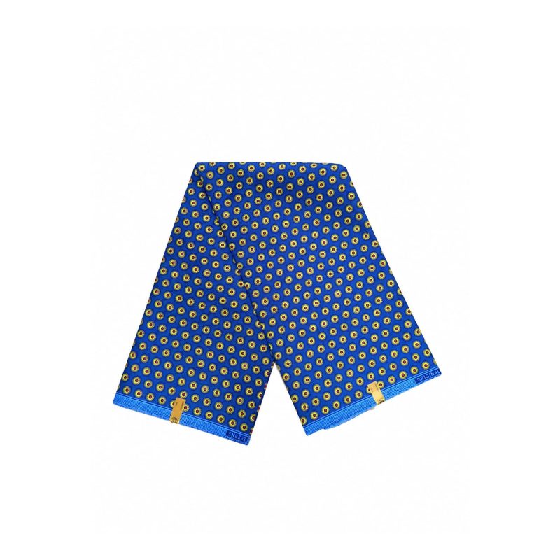 Cobalt Sunburst Shweshwe Poly African Print Fabric - folded fabric view