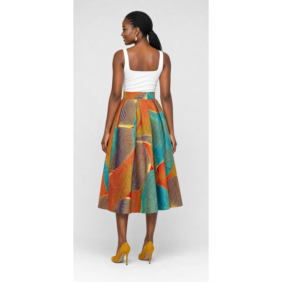 Colour Brush Stroke Flare Skirt – rear view