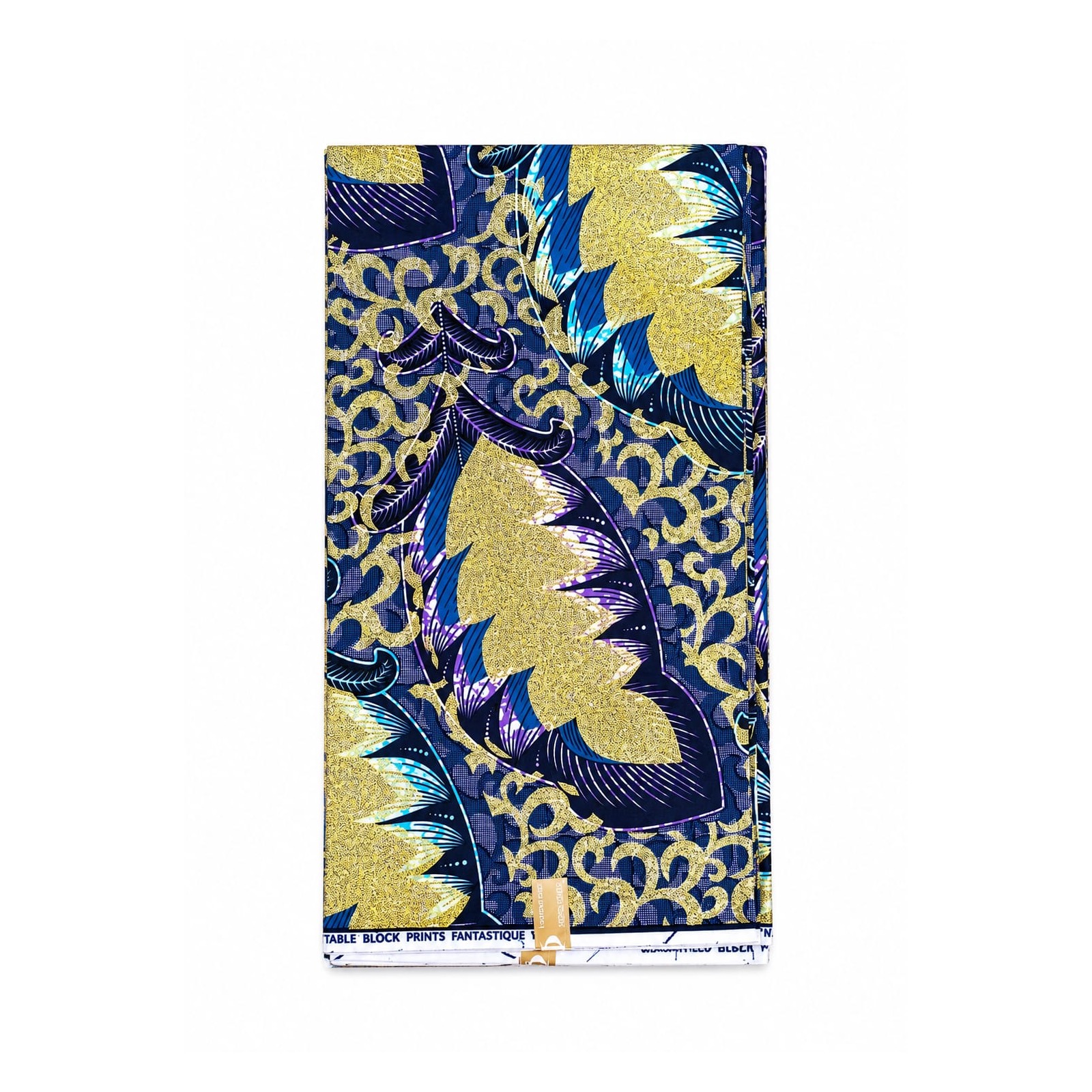Golden Bloom African Print Fabric – view 1 Golden Bloom African Print Fabric folded fabric product view