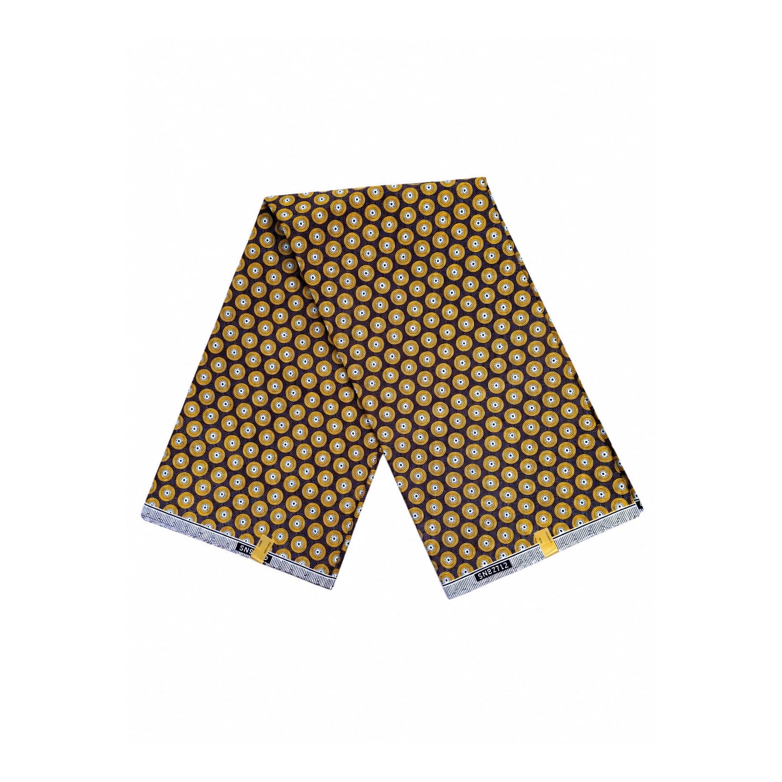 Golden Coin Shweshwe Poly African Print Fabric - folded fabric view