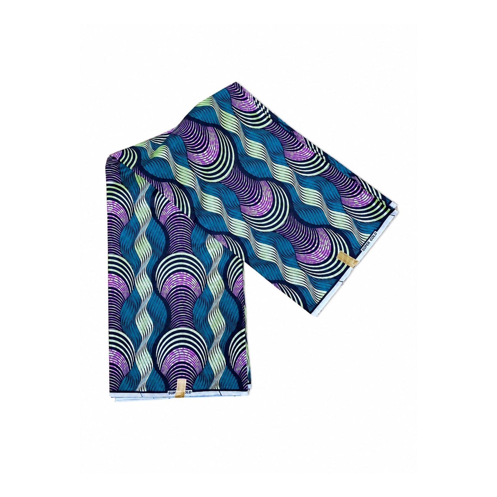 Indigo Ripple African Print Fabric folded fabric product view