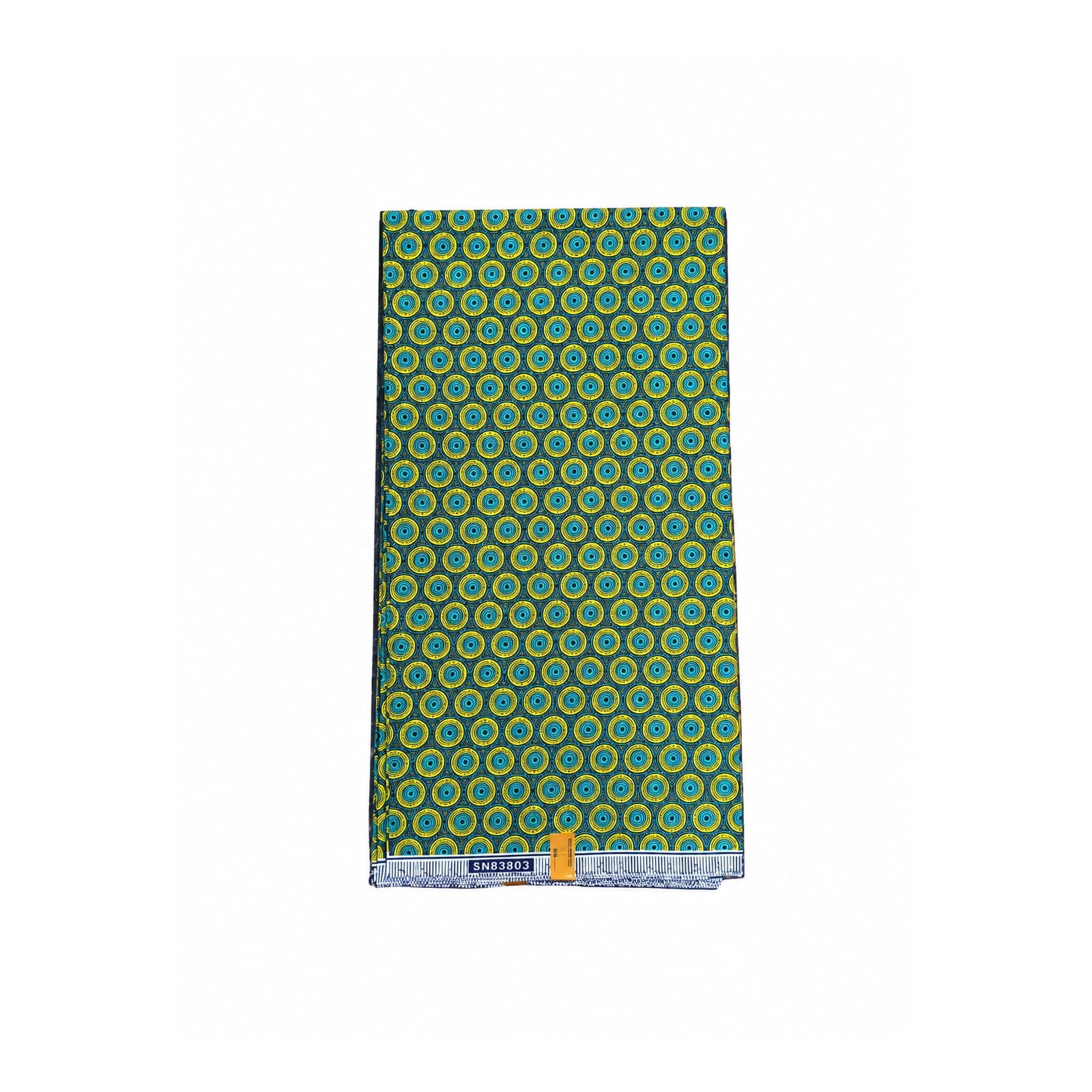 Lagoon Orbit Shweshwe Poly African Print Fabric detail view Lagoon Orbit Shweshwe Poly African Print Fabric - flat fabric view