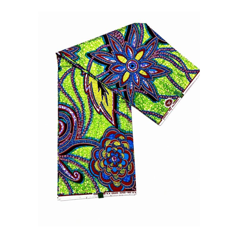 Lime Jewel African Print Fabric folded fabric product view