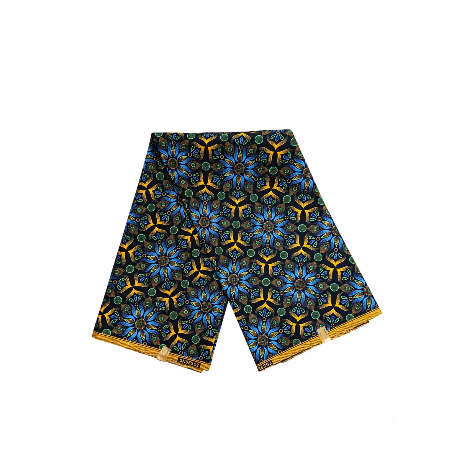 Midnight Botanic Shweshwe Poly African Print Fabric - folded fabric view