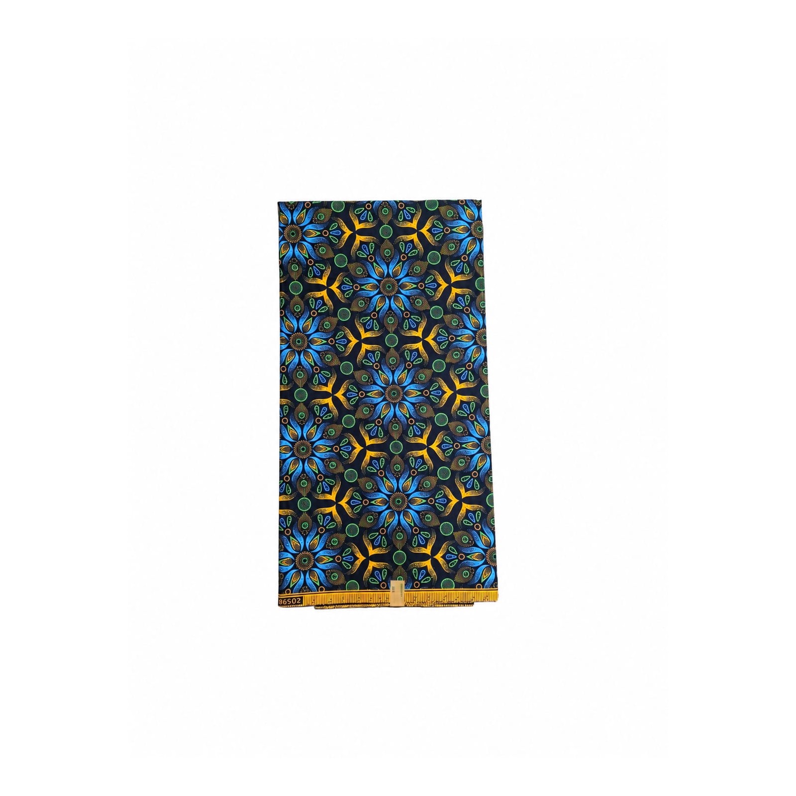 Midnight Botanic Shweshwe Poly African Print Fabric - flat fabric view