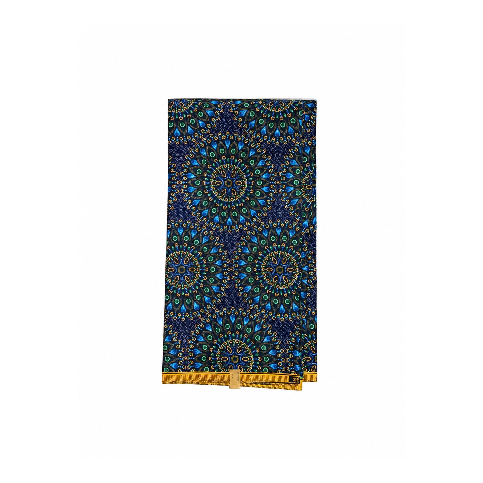 Midnight Mandala Shweshwe Poly African Print Fabric - flat fabric view