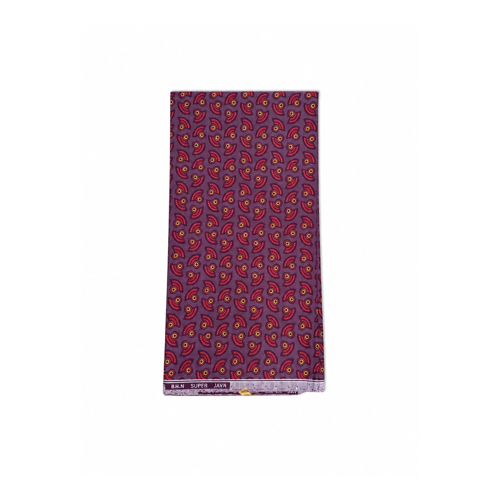 Plum Ember Fans Shweshwe Poly African Print Fabric detail view Plum Ember Fans Shweshwe Poly African Print Fabric - flat fabric view
