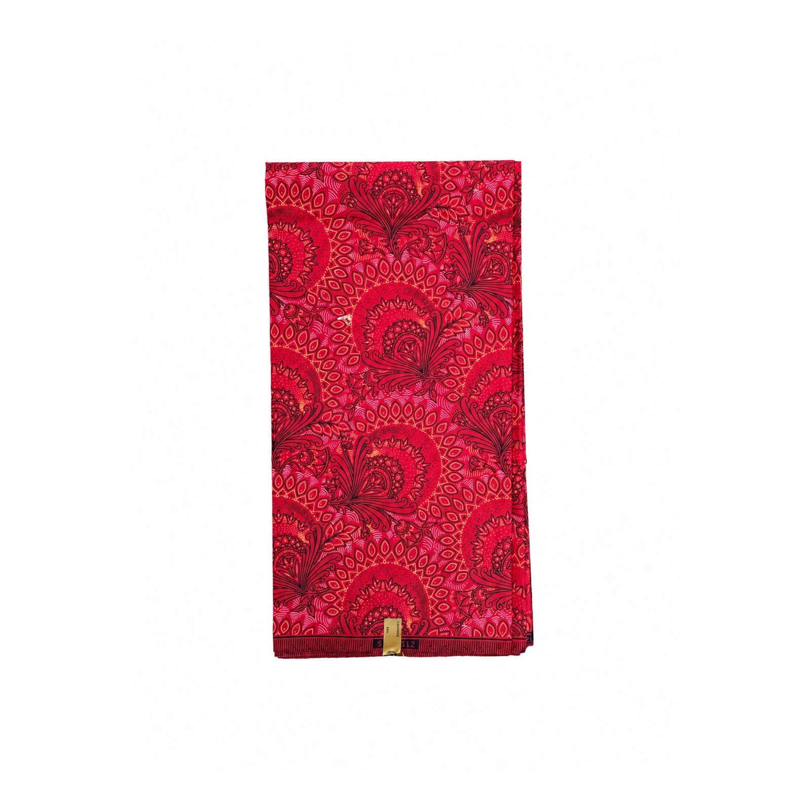 Ruby Paisley Shweshwe Poly African Print Fabric - flat fabric view
