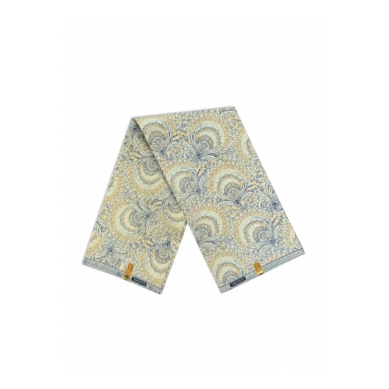 Sandstone Paisley Shweshwe Poly African Print Fabric - folded fabric view