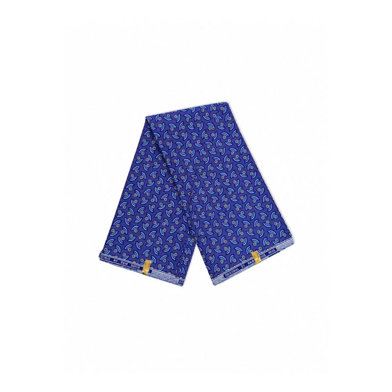 Sapphire Echo Fans Shweshwe Poly African Print Fabric - folded fabric view