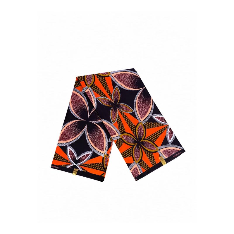 Solar Petal Shweshwe Poly African Print Fabric - folded fabric view