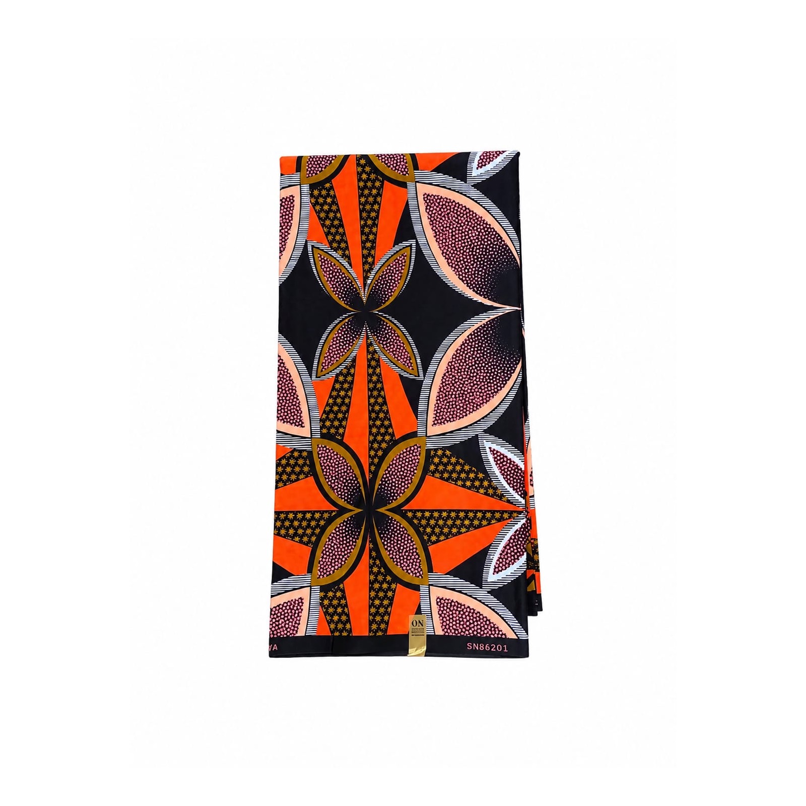Solar Petal Shweshwe Poly African Print Fabric detail view Solar Petal Shweshwe Poly African Print Fabric - flat fabric view