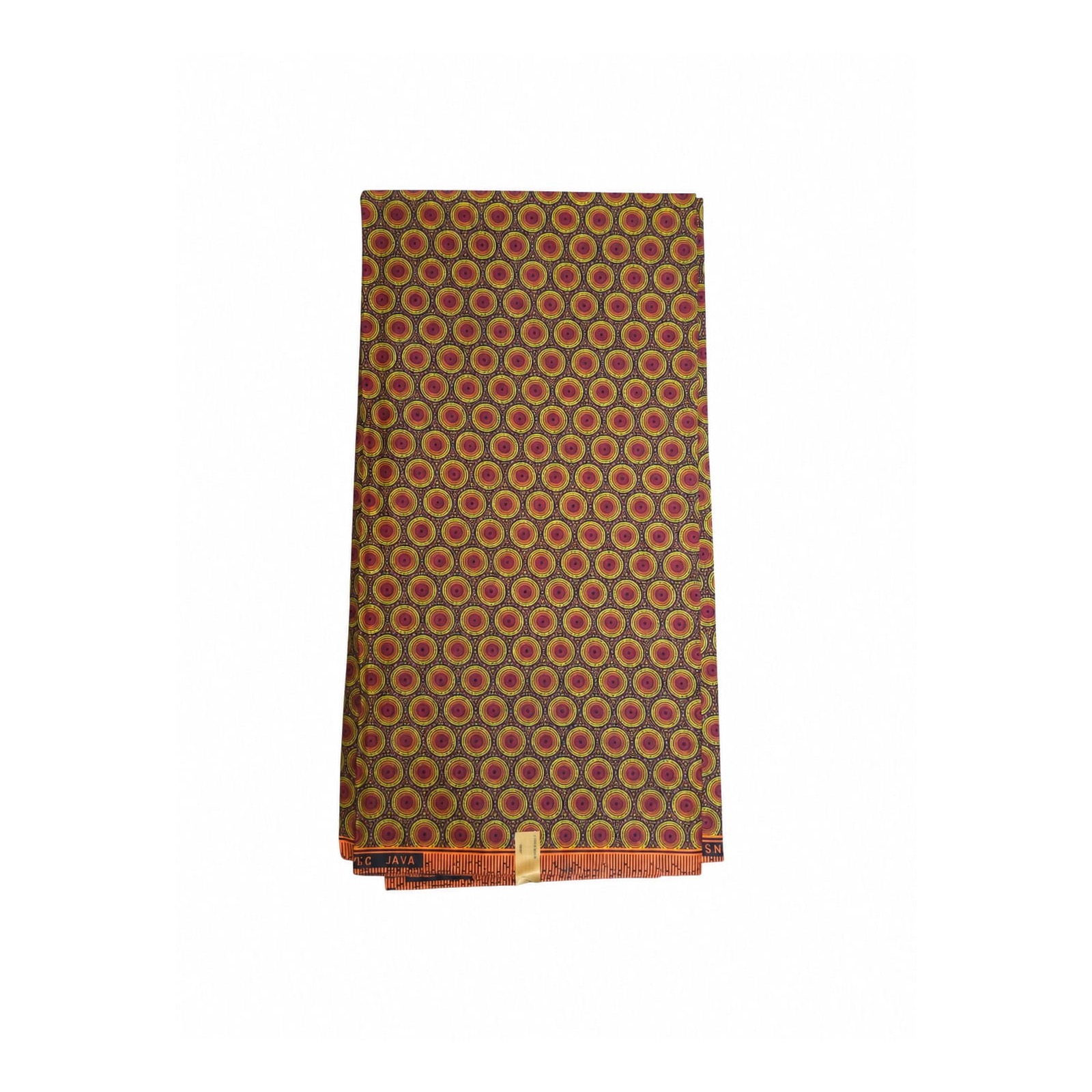 Terracotta Halo Shweshwe Poly African Print Fabric - flat fabric view